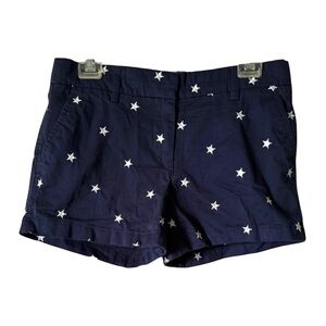 BRITISH KHAKI women’s navy blue white star cotton blend chino shorts